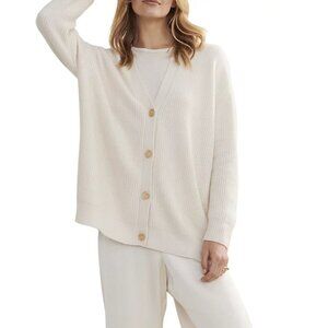 Jenni Kayne Cashmere Cocoon Knitted Button Up Cardigan Size XL Lagenlook Coastal